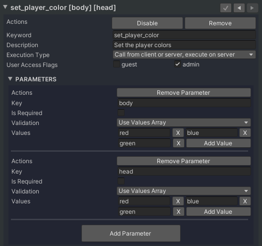 Example Command Explicit Parameters